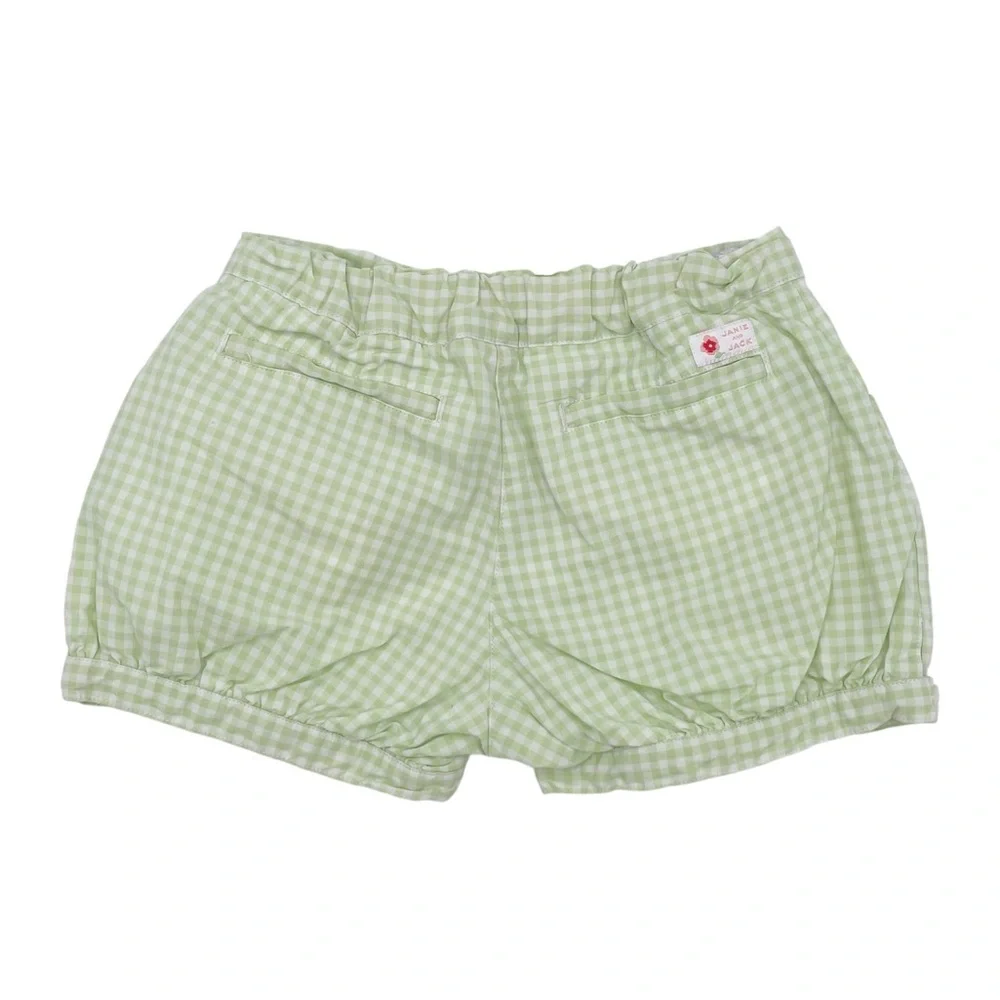 Janie and Jack Green White Plaid Bloomer Shorts 100% Cotton Girls Size 5 Cottage